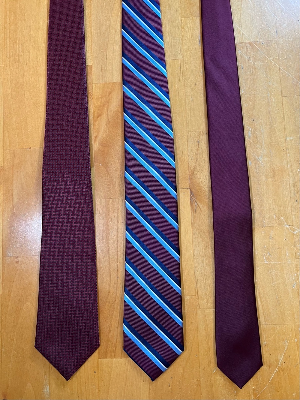 Mens Skinny Tie Lot Burgundy Red Express Jos A Bank Stripe Solid Neckties